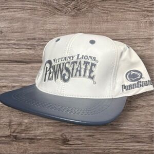 Vintage Penn State Nittany Lions Hat Cap Snap Back NCAA Football Leather 90s